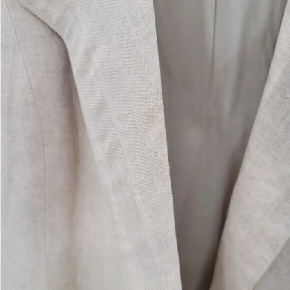 Vintage 80s Preppy Beige Linen silk or Rayon‎ 2 Button Mens Blazer Jacket